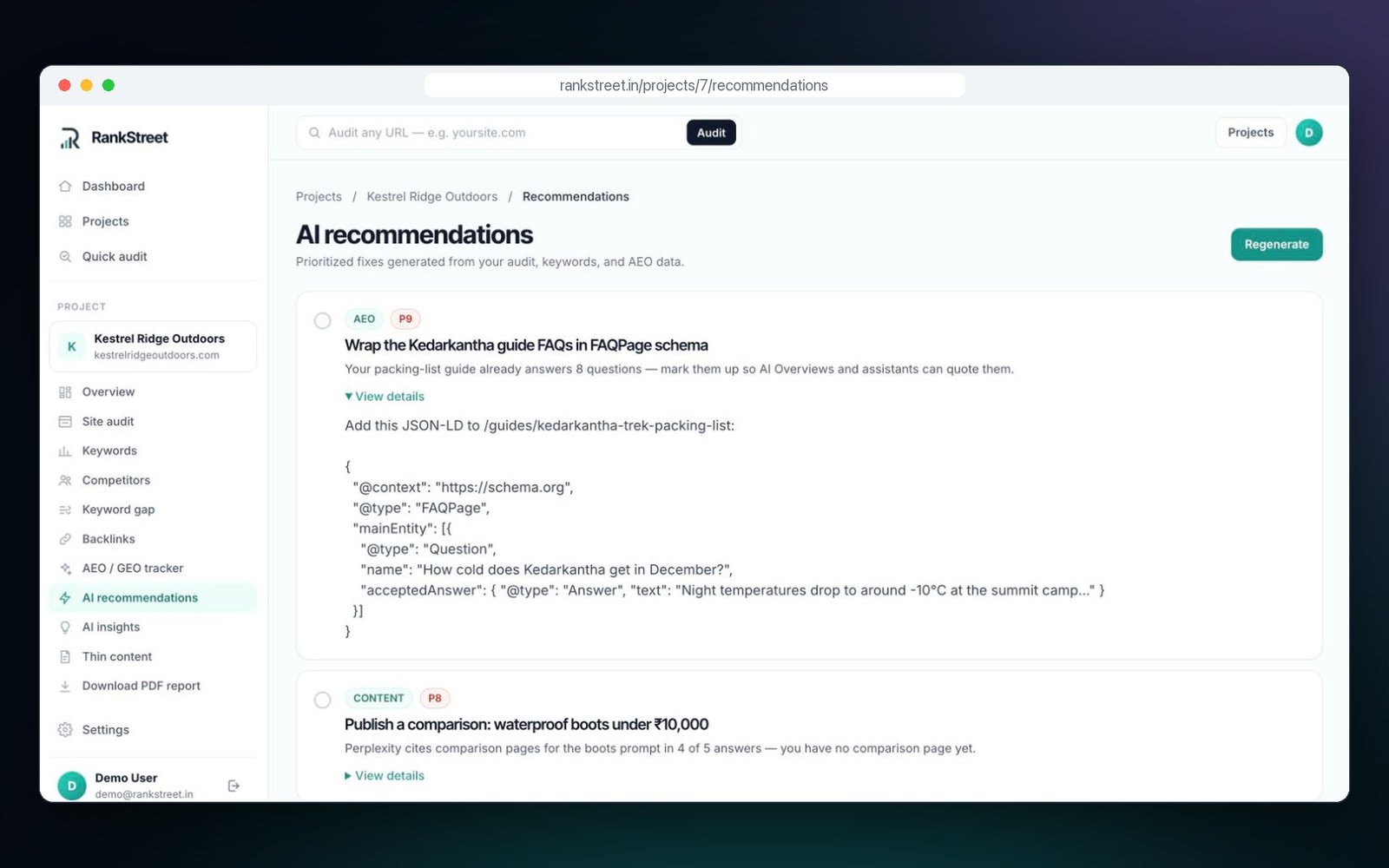 RankStreet app — AI-written fixes